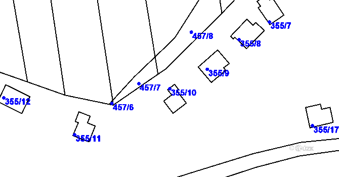 Parcela st. 355/10 v KÚ Svinary, Katastrální mapa