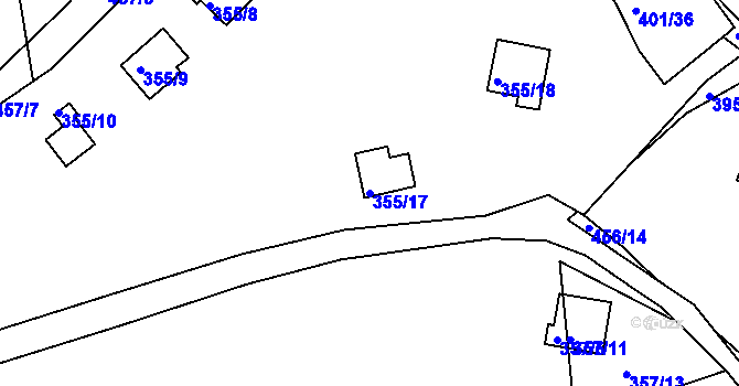 Parcela st. 355/17 v KÚ Svinary, Katastrální mapa