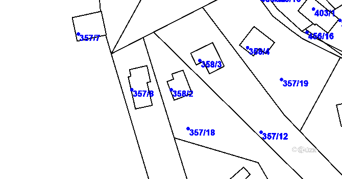 Parcela st. 358/2 v KÚ Svinary, Katastrální mapa