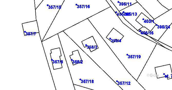 Parcela st. 358/3 v KÚ Svinary, Katastrální mapa