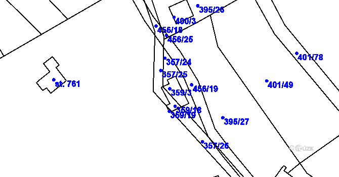 Parcela st. 359/3 v KÚ Svinary, Katastrální mapa