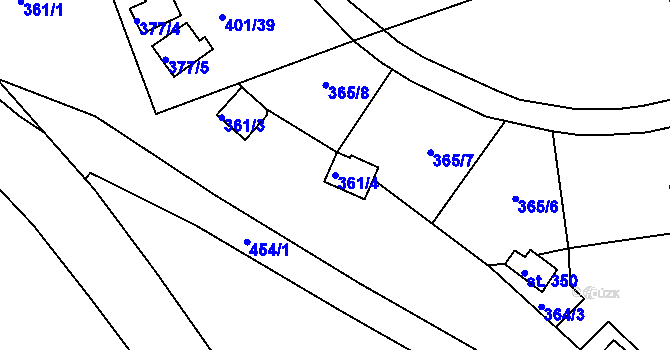 Parcela st. 361/4 v KÚ Svinary, Katastrální mapa