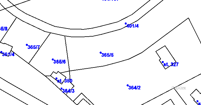 Parcela st. 365/5 v KÚ Svinary, Katastrální mapa