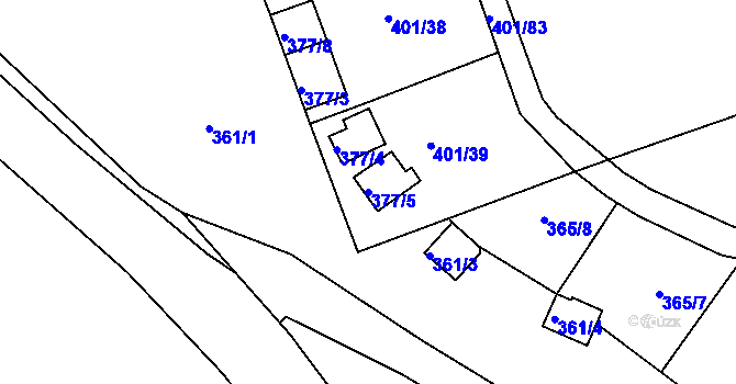 Parcela st. 377/5 v KÚ Svinary, Katastrální mapa