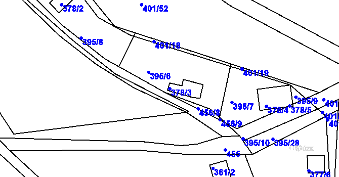 Parcela st. 378/3 v KÚ Svinary, Katastrální mapa