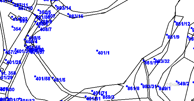 Parcela st. 401/1 v KÚ Svinary, Katastrální mapa