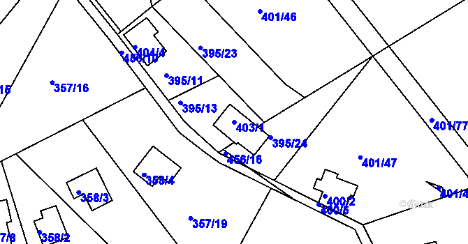 Parcela st. 403/1 v KÚ Svinary, Katastrální mapa