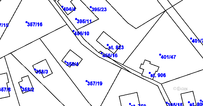 Parcela st. 456/16 v KÚ Svinary, Katastrální mapa