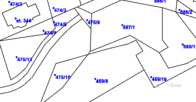 Parcela st. 459/5 v KÚ Svinary, Katastrální mapa
