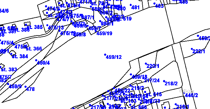 Parcela st. 459/12 v KÚ Svinary, Katastrální mapa