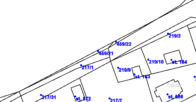 Parcela st. 459/21 v KÚ Svinary, Katastrální mapa