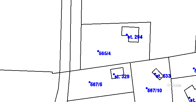 Parcela st. 565/4 v KÚ Svinary, Katastrální mapa
