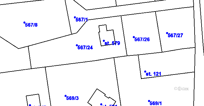 Parcela st. 567/25 v KÚ Svinary, Katastrální mapa