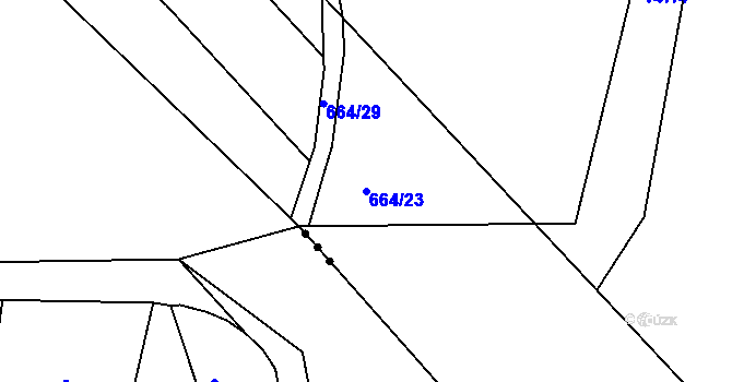 Parcela st. 664/23 v KÚ Svinary, Katastrální mapa