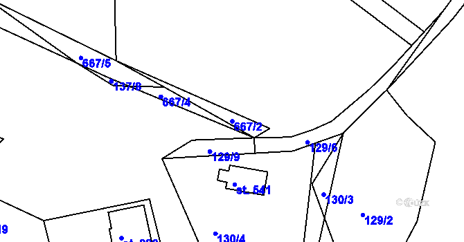 Parcela st. 667/2 v KÚ Svinary, Katastrální mapa