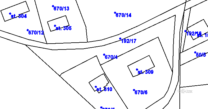 Parcela st. 670/4 v KÚ Svinary, Katastrální mapa