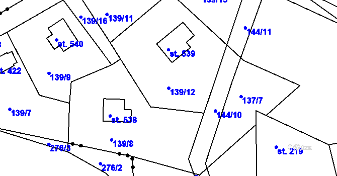 Parcela st. 139/12 v KÚ Svinary, Katastrální mapa