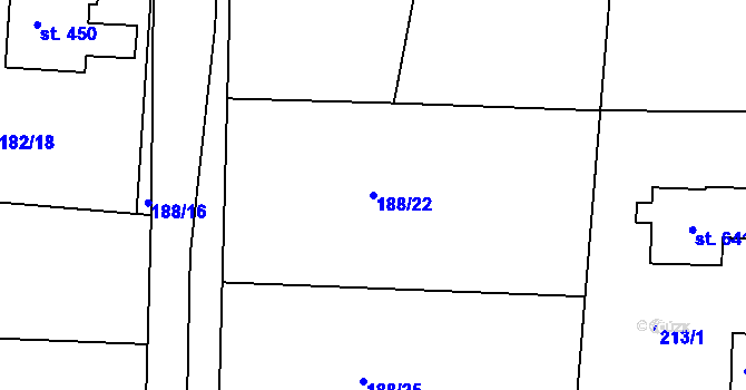 Parcela st. 188/22 v KÚ Svinary, Katastrální mapa