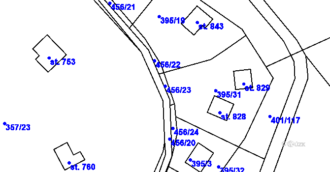 Parcela st. 456/23 v KÚ Svinary, Katastrální mapa