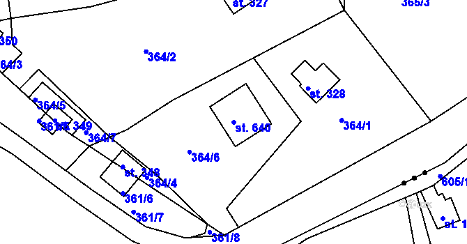 Parcela st. 640 v KÚ Svinary, Katastrální mapa