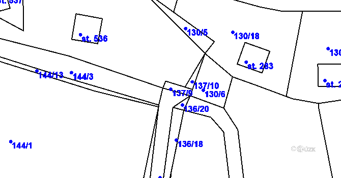 Parcela st. 137/9 v KÚ Svinary, Katastrální mapa