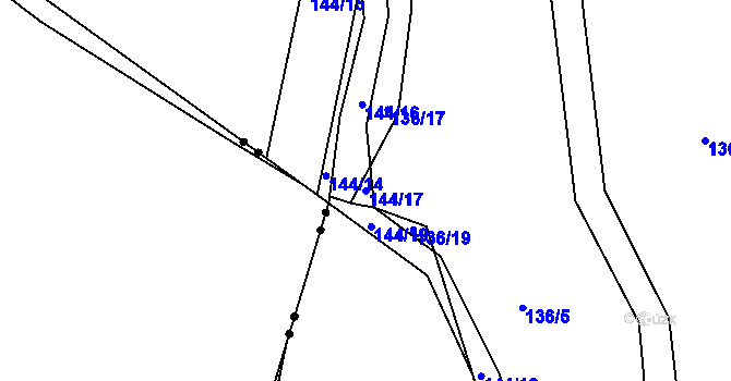 Parcela st. 144/17 v KÚ Svinary, Katastrální mapa