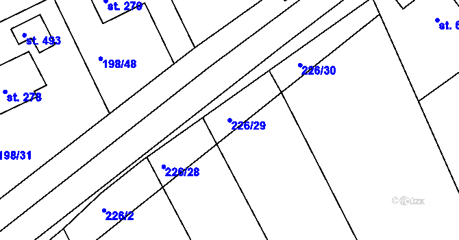 Parcela st. 226/29 v KÚ Svinary, Katastrální mapa