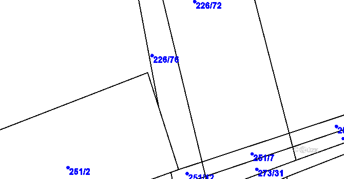 Parcela st. 226/77 v KÚ Svinary, Katastrální mapa