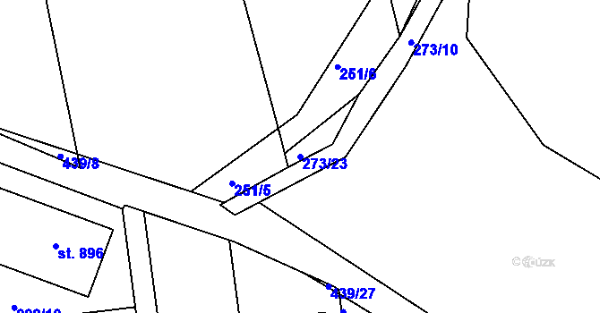 Parcela st. 273/23 v KÚ Svinary, Katastrální mapa