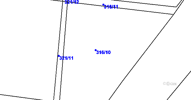 Parcela st. 316/10 v KÚ Svinary, Katastrální mapa