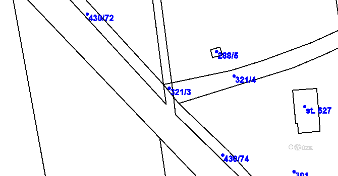 Parcela st. 321/3 v KÚ Svinary, Katastrální mapa