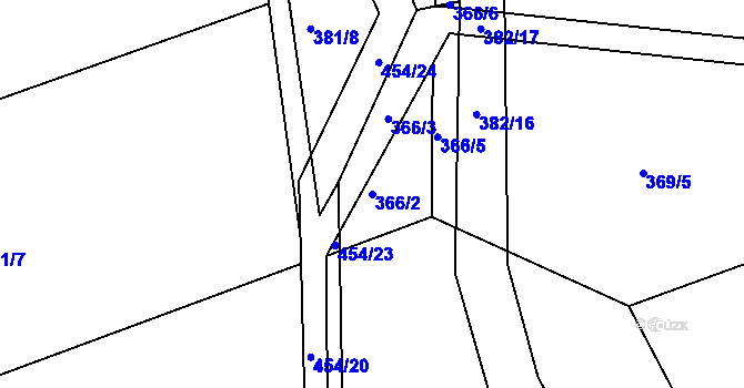 Parcela st. 366/2 v KÚ Svinary, Katastrální mapa