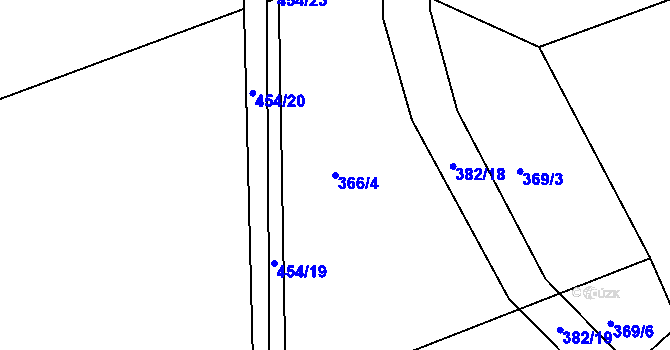 Parcela st. 366/4 v KÚ Svinary, Katastrální mapa