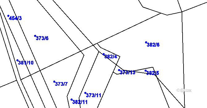 Parcela st. 382/4 v KÚ Svinary, Katastrální mapa