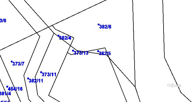 Parcela st. 382/5 v KÚ Svinary, Katastrální mapa