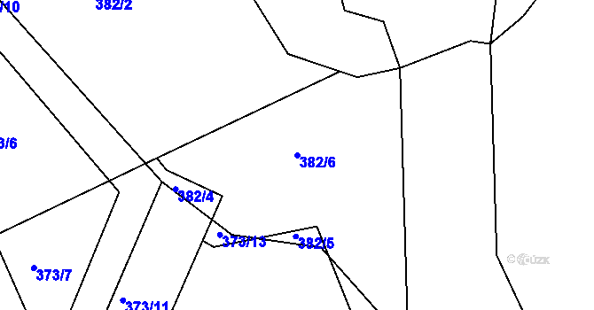 Parcela st. 382/6 v KÚ Svinary, Katastrální mapa
