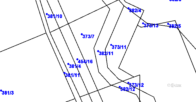 Parcela st. 382/11 v KÚ Svinary, Katastrální mapa