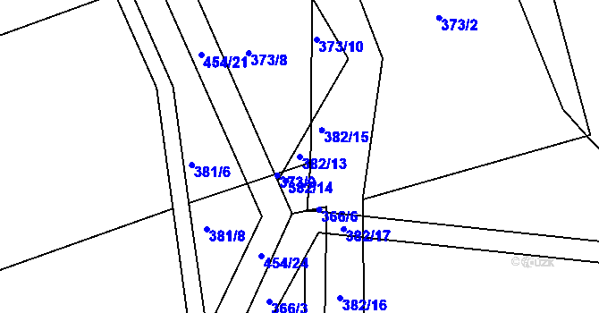 Parcela st. 382/13 v KÚ Svinary, Katastrální mapa