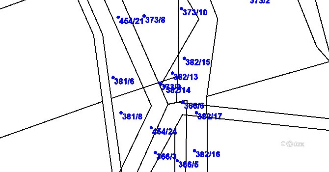 Parcela st. 382/14 v KÚ Svinary, Katastrální mapa