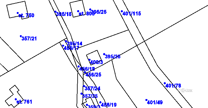 Parcela st. 395/26 v KÚ Svinary, Katastrální mapa