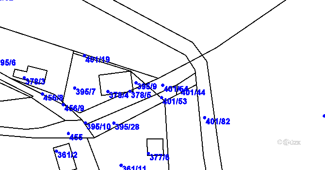 Parcela st. 401/54 v KÚ Svinary, Katastrální mapa