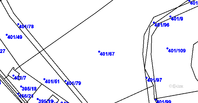 Parcela st. 401/67 v KÚ Svinary, Katastrální mapa