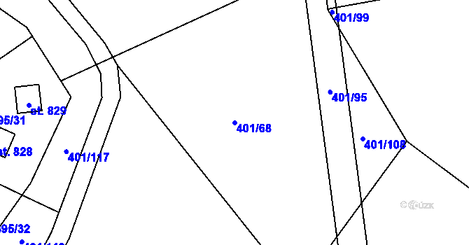 Parcela st. 401/68 v KÚ Svinary, Katastrální mapa