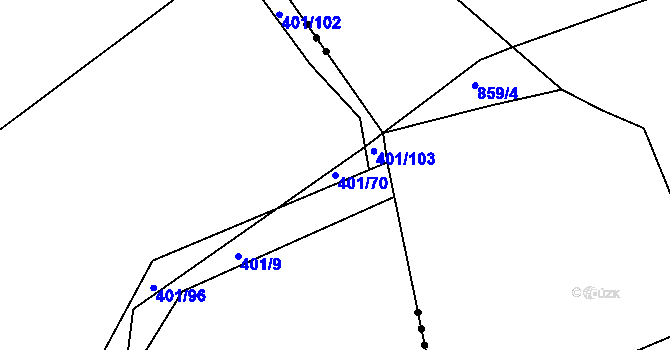 Parcela st. 401/70 v KÚ Svinary, Katastrální mapa