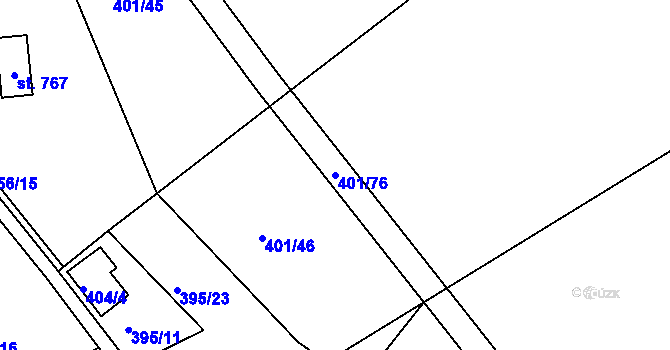 Parcela st. 401/76 v KÚ Svinary, Katastrální mapa