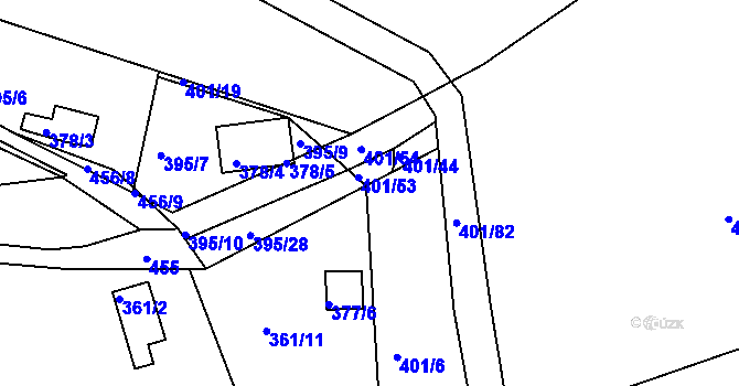 Parcela st. 401/100 v KÚ Svinary, Katastrální mapa