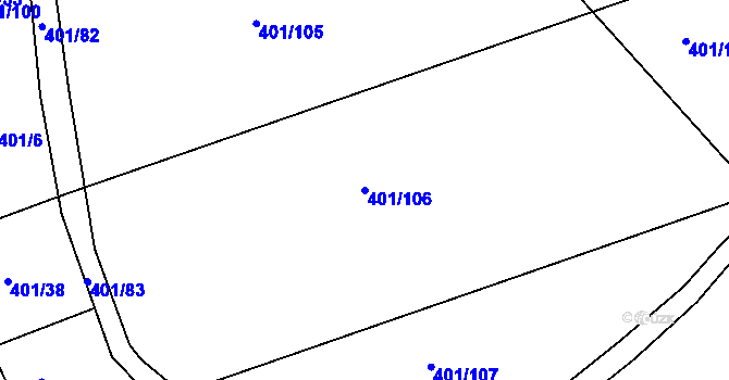 Parcela st. 401/106 v KÚ Svinary, Katastrální mapa