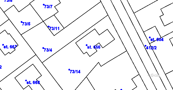 Parcela st. 656 v KÚ Svinary, Katastrální mapa