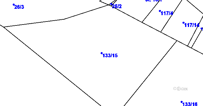 Parcela st. 133/15 v KÚ Svinary, Katastrální mapa