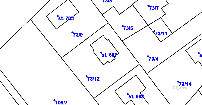 Parcela st. 667 v KÚ Svinary, Katastrální mapa